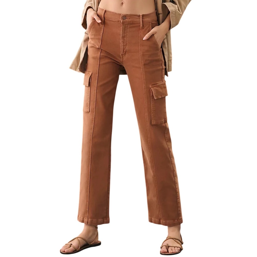 MOTHER The Rambler Cargo Ankle Jeans 23 Second Chance Brown High Rise Utility